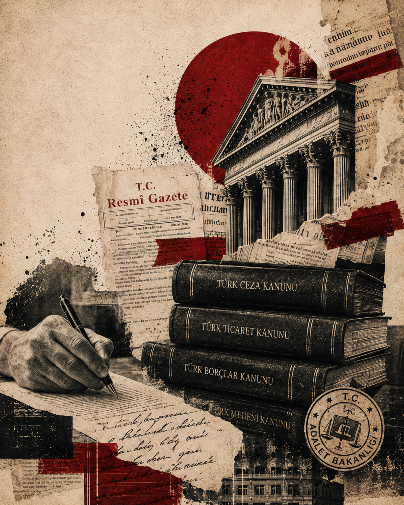 Beyaztaş Hukuk yayın arşivinden editoryal kolaj kompozisyonu